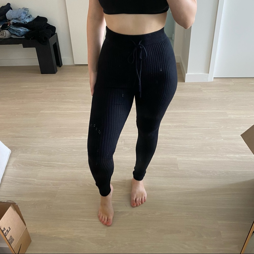 Meshki High Waisted Knit Lounge Pants, Size Small